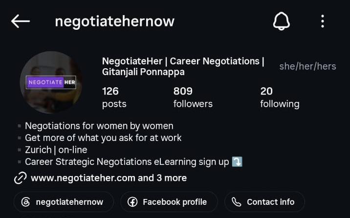 NegotiateHer Instagram profile